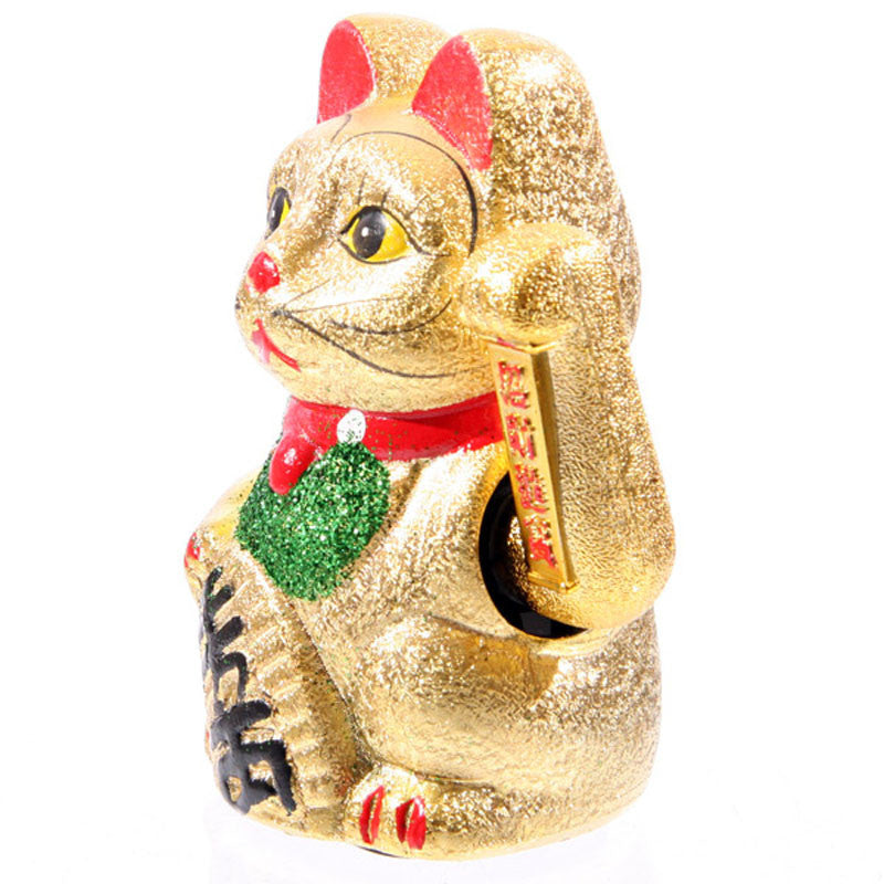 Large 25cm Gold Glitter Chinese Waving Lucky Cat