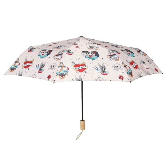 Traditional tattoo print travel umbrella